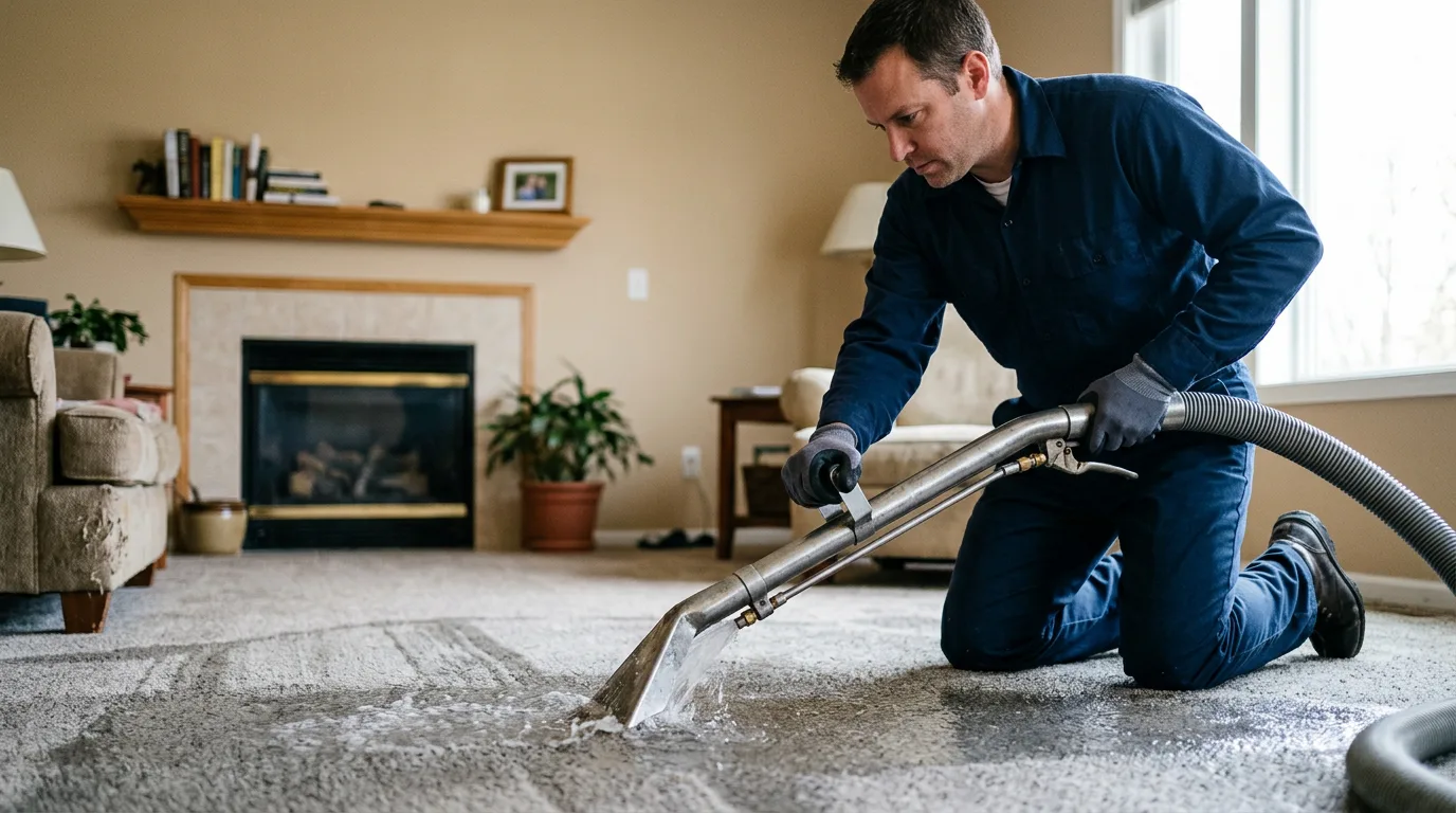 Water damage restoration technician working near Jeannette, PA